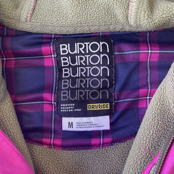 Burton Hoodie Womens Medium Pink Full Zip DRYRIDE Fleece Lined Snowboard Jacket - Picture 3 of 7